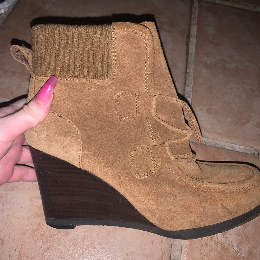 Tan suede booties